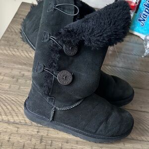 Black Suede Fur-Lined Boots
